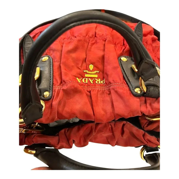 Prada Red/Black Authentic Nylon Tessuto Leather Crossbody Handbag Purse GUC - Picture 10 of 12